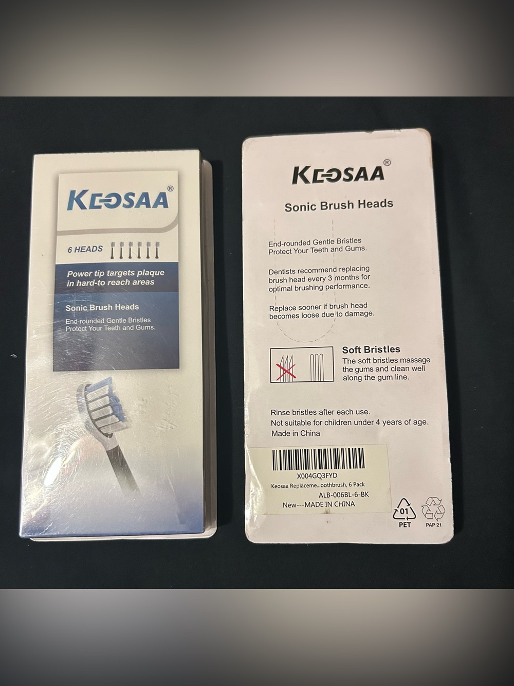 White Sonic Toothbrush Replacement Heads - 6 per pack NEW